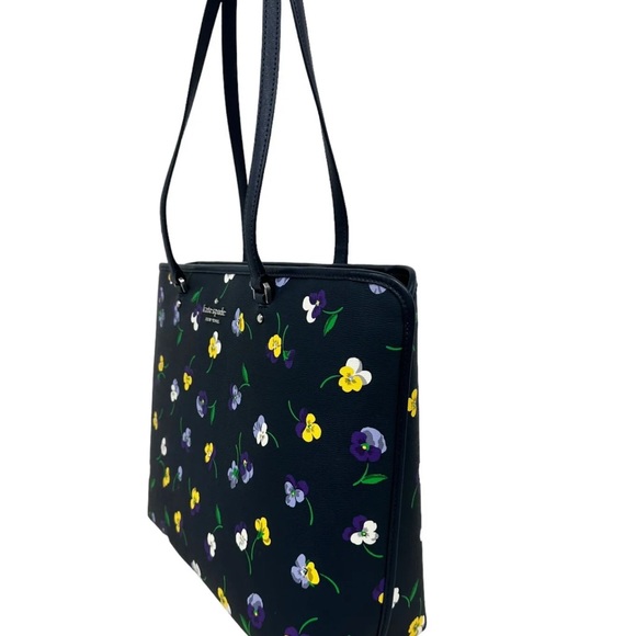 Kate Spade Perfect Large Top Zip Tote Bag Blazer Blue Pansy Toss Dahlia Floral - Picture 6 of 6